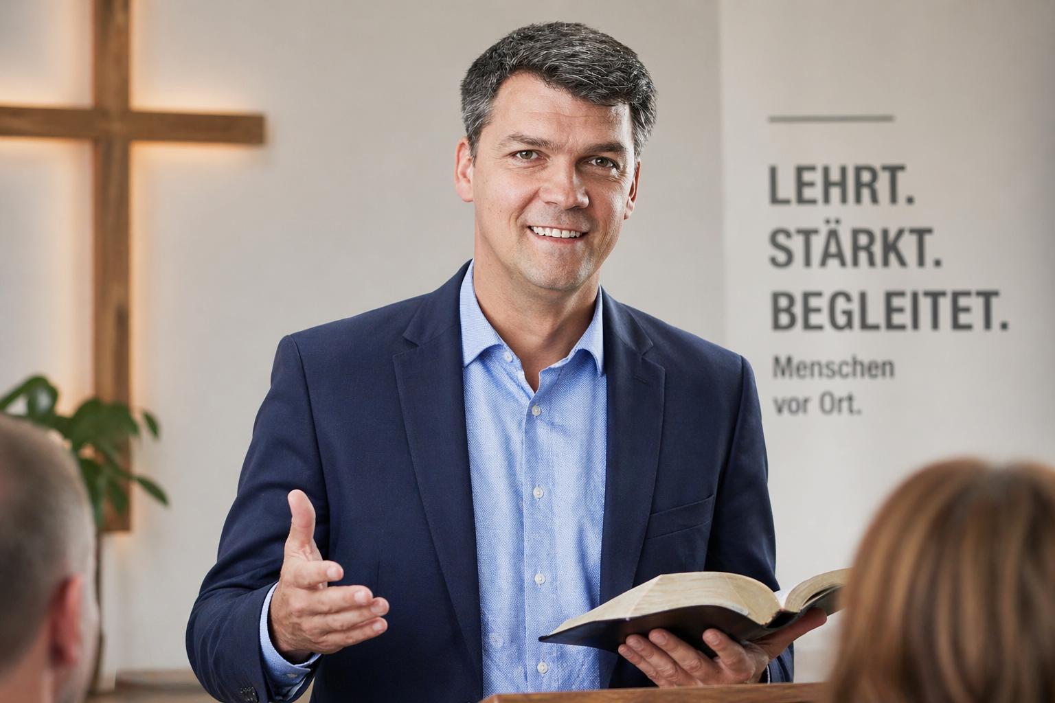 Pastor Christian lehrt, stärkt und begleitet dich vor Ort.